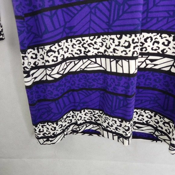 Diane Von Furstenberg Purple & Black Print Viscose Jersey Shift Dress Size 2 - Picture 5 of 12